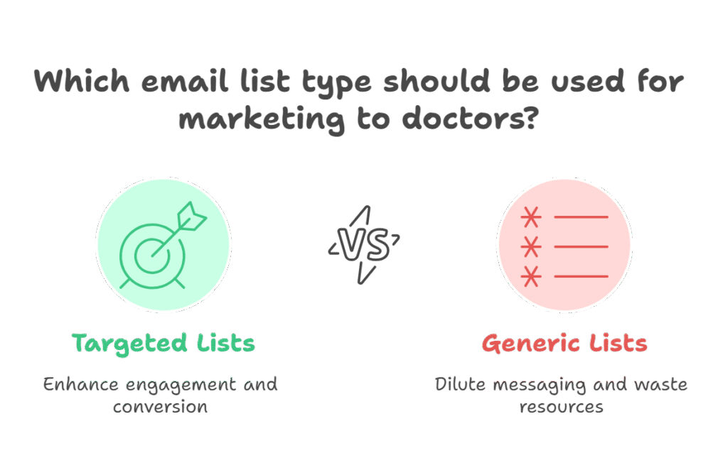 Which email list type should be used for marketing to doctors